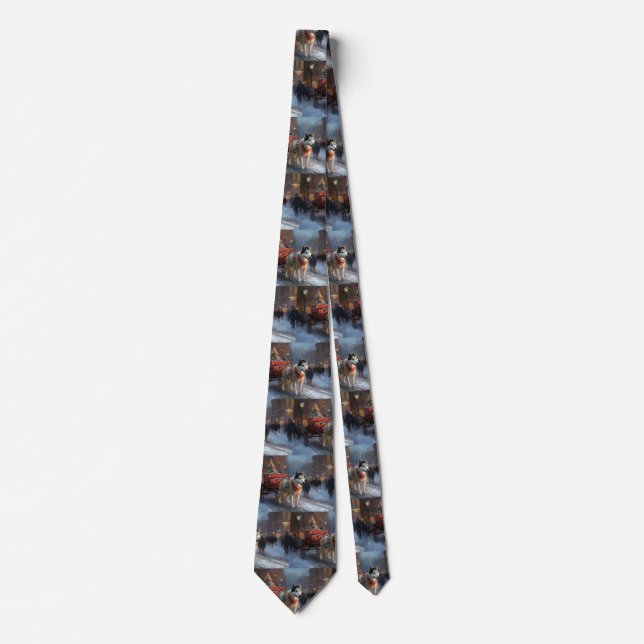 Alaskan Malamute Christmas Festive Season Tie (Front)