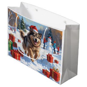 Alaskan Malamute Christmas Festive Snow Scene Large Gift Bag