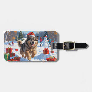 Alaskan Malamute Christmas Festive Snow Scene Luggage Tag