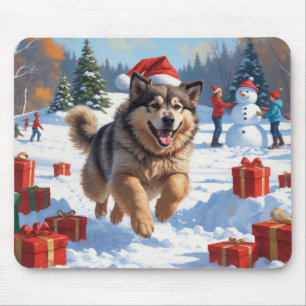 Alaskan Malamute Christmas Festive Snow Scene Mouse Pad