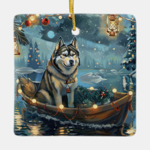 Alaskan Malamute Christmas Festive Voyage Ceramic Ornament