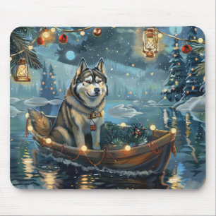 Alaskan Malamute Christmas Festive Voyage Mouse Pad