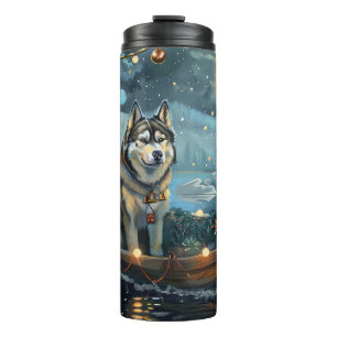 Alaskan Malamute Christmas Festive Voyage Thermal Tumbler