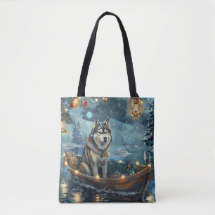 Alaskan Malamute Christmas Festive Voyage Tote Bag