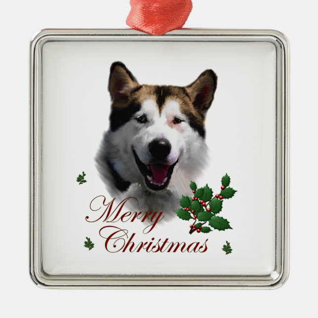 Alaskan Malamute Christmas Metal Tree Decoration (Front)