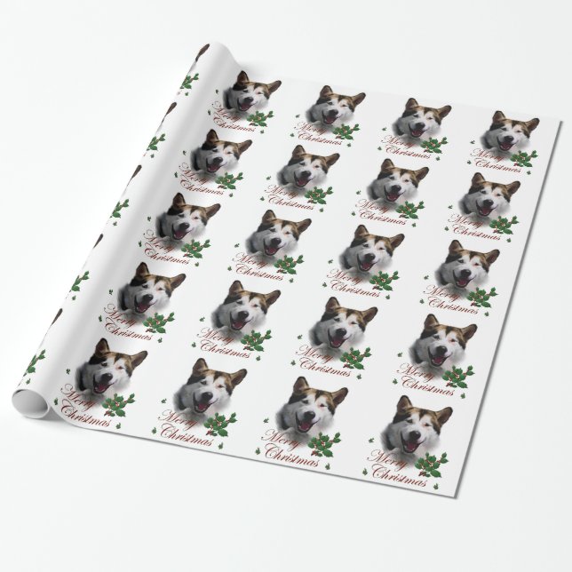 Alaskan Malamute Christmas Wrapping Paper (Unrolled)