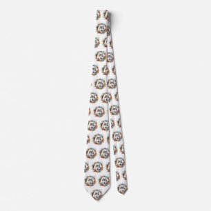 Alaskan Malamute Christmas Wreath Festive Pup Tie