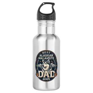Alaskan Malamute Dad Dog Portrait Mountains Badge 532 Ml Water Bottle