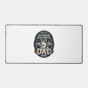 Alaskan Malamute Dad Dog Portrait Mountains Badge Desk Mat