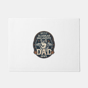 Alaskan Malamute Dad Dog Portrait Mountains Badge Doormat