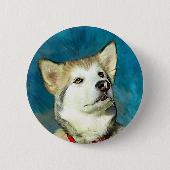 Alaskan Malamute Dog Art 6 Cm Round Badge (Front)