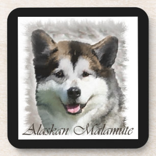 Alaskan Malamute Dog Art Coaster