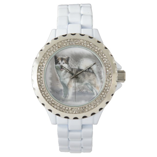 Alaskan Malamute Dog Art Watch (Front)