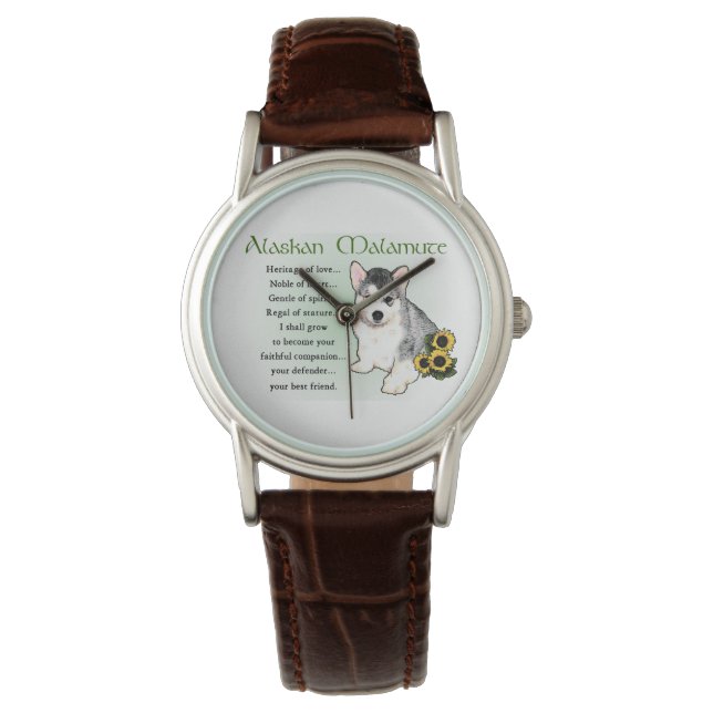 Alaskan Malamute Dog Art Watch (Front)
