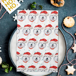 Alaskan Malamute Dog Breed Christmas Stars Tea Towel
