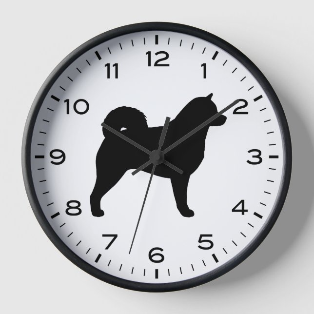 Alaskan Malamute Dog Breed Silhouette Clock (Front)