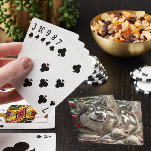 Alaskan Malamute Dog Christmas Festive Playing Cards