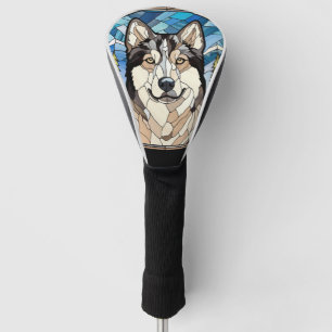 Alaskan Malamute Dog Glass Ornament Golf Head Cover