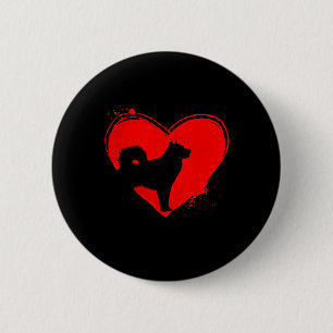 Alaskan Malamute Dog Heart Shape Valentine Dog Lov 6 Cm Round Badge