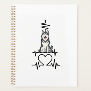 Alaskan Malamute Dog Heartbeat Line Heart Paws Planner