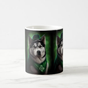 Alaskan Malamute dog in St. Patrick's Day Dress Coffee Mug