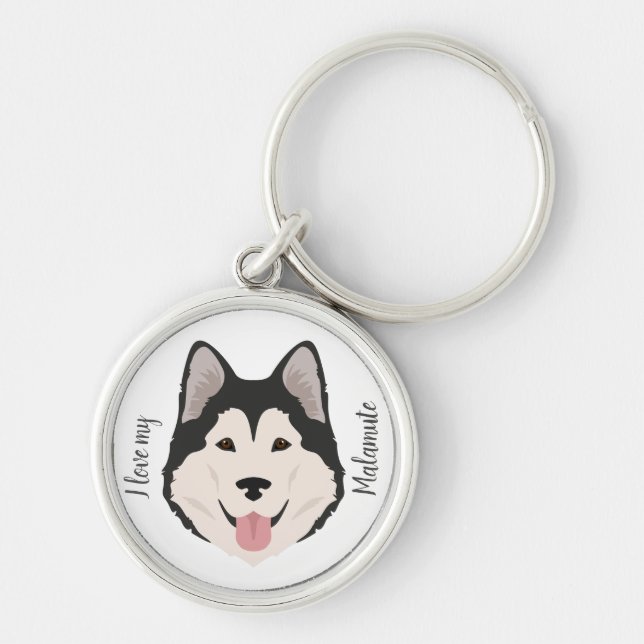 Alaskan Malamute dog Key Ring (Front)