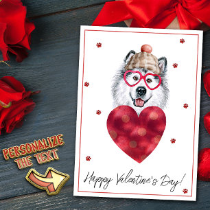 Alaskan Malamute Dog Lover Valentine Gift Holiday Card