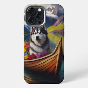 Alaskan Malamute Dog on Paddle: A Scenic Adventure iPhone 13 Pro Max Case