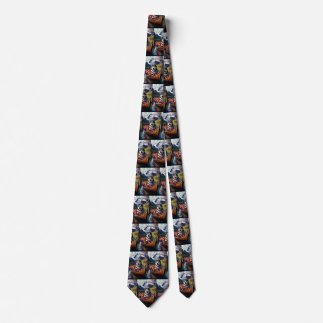 Alaskan Malamute Dog on Paddle: A Scenic Adventure Tie (Front)
