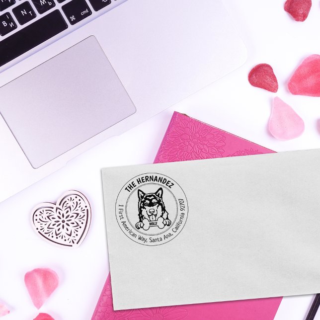 Alaskan Malamute Dog Return Address  Rubber Stamp (Creator Uploaded)