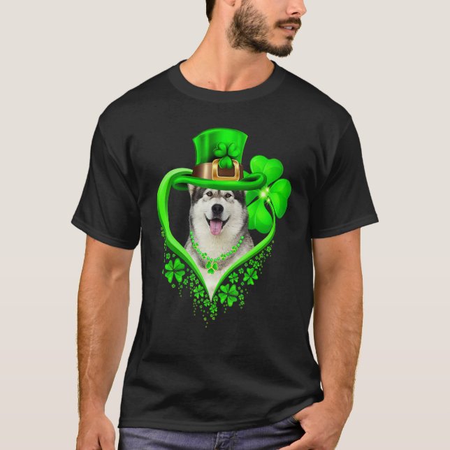 Alaskan Malamute Dog St Patricks Day Lover Irish S T-Shirt (Front)