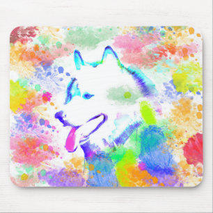 Alaskan Malamute Dog Watercolor Art Portrait Mouse Pad