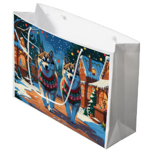 Alaskan Malamute Dogs Christmas Snow Holiday  Large Gift Bag