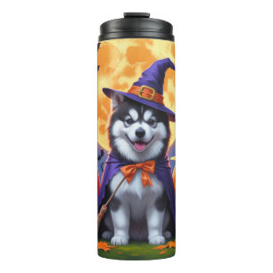 Alaskan Malamute Dogs Pumpkin Halloween Funny  Thermal Tumbler