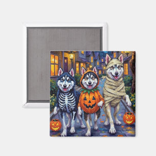 Alaskan Malamute Dogs Trick-or-Treating Halloween  Magnet