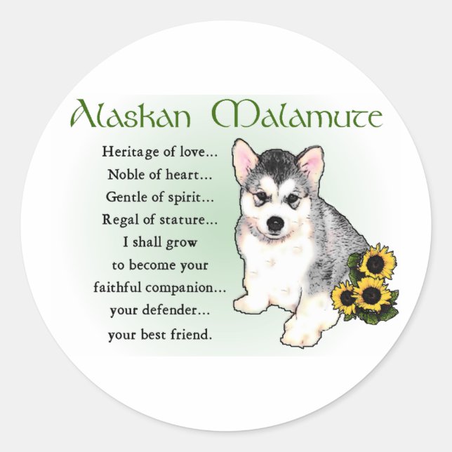 Alaskan Malamute Gifts Classic Round Sticker (Front)