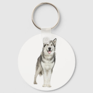 Alaskan Malamute Grey And Black Puppy Dog Key Ring
