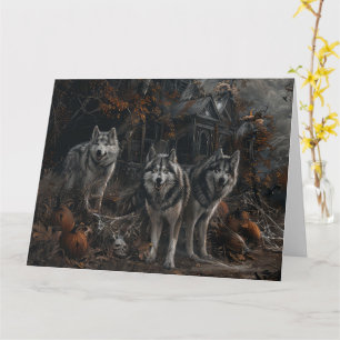 Alaskan Malamute Halloween Night Doggy Delight Card
