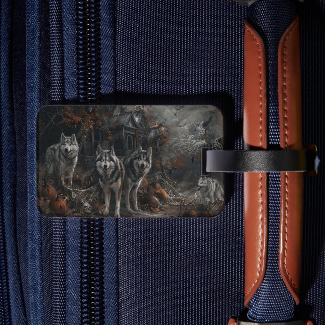 Alaskan Malamute Halloween Night Doggy Delight  Luggage Tag (Back Insitu 2)