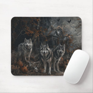 Alaskan Malamute Halloween Night Doggy Delight Mouse Pad