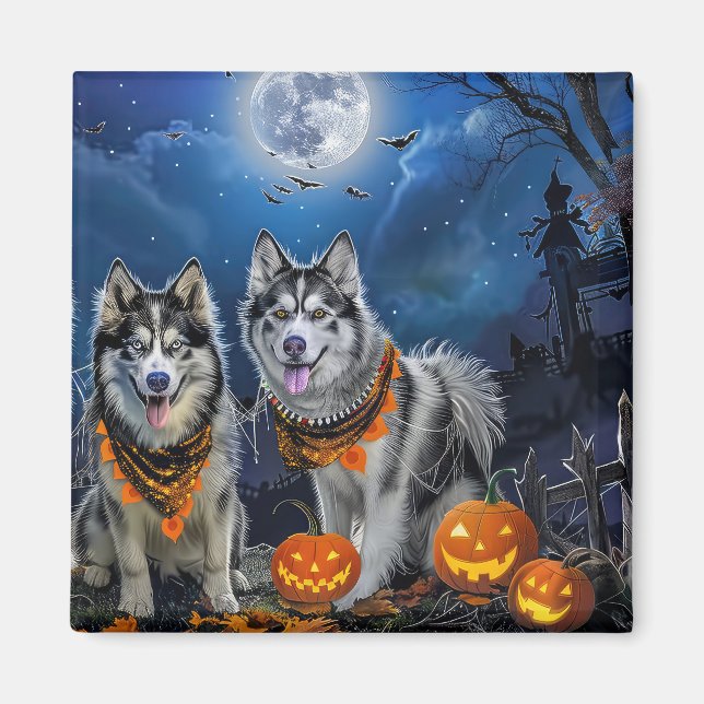 Alaskan Malamute Halloween Spooky  Magnet (Front)
