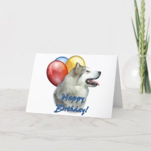 Alaskan Malamute Happy Birthday Balloons Card