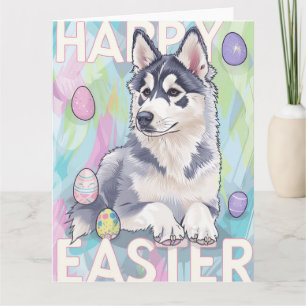 Alaskan Malamute Happy Easter Card