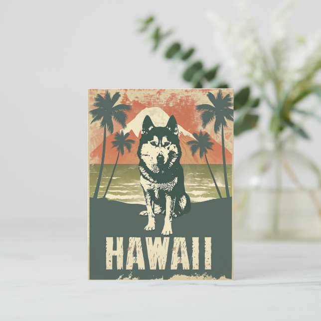 Alaskan Malamute Hawaii Vacation Travel Postcard (Standing Front)