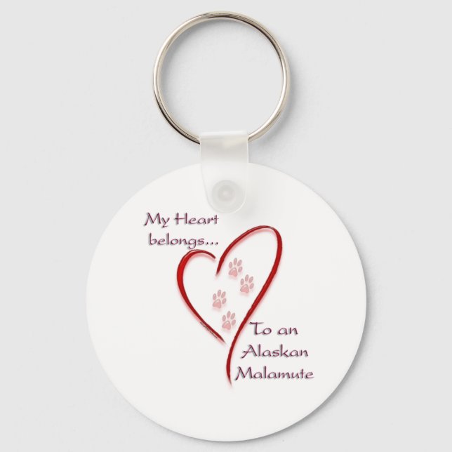 Alaskan Malamute Heart Belongs Key Ring (Front)