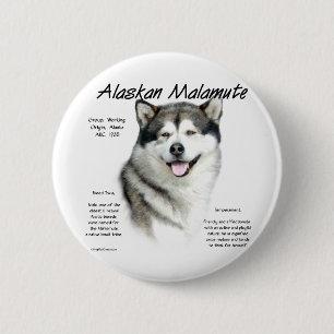 Alaskan Malamute History Design 6 Cm Round Badge
