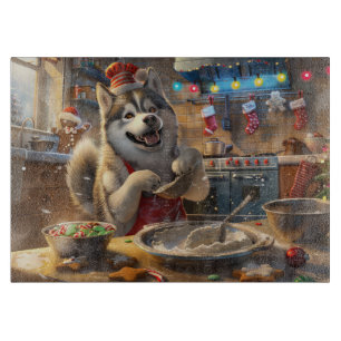 Alaskan Malamute Holiday Baking: Festive Christmas Cutting Board