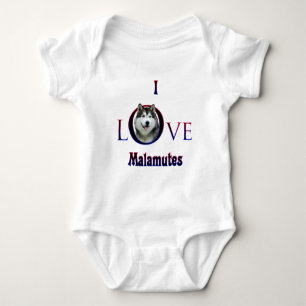 Alaskan Malamute I Love Baby Bodysuit