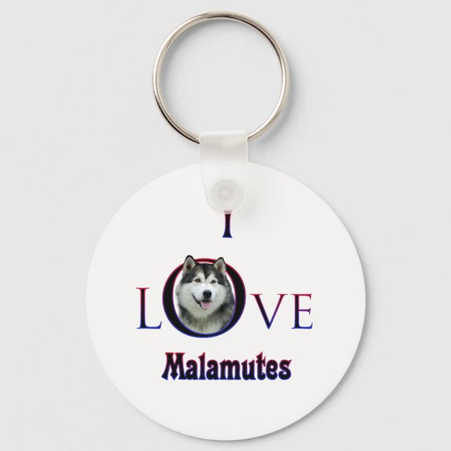Alaskan Malamute I Love Key Ring (Front)