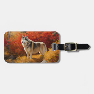 Alaskan Malamute  in Autumn Leaves Fall Inspired  Luggage Tag